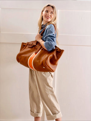 Striped Leather Carry-all