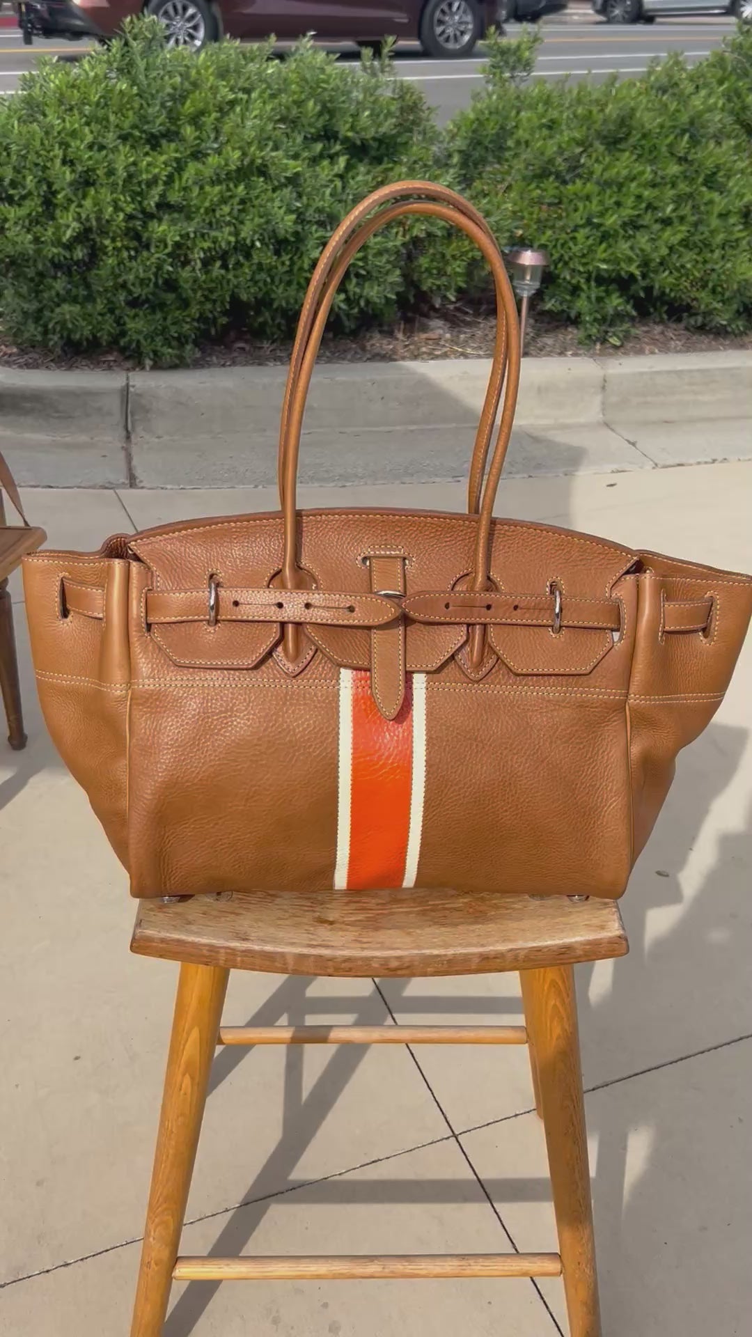 Striped Leather Carry-all
