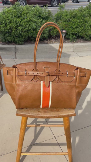 Striped Leather Carry-all
